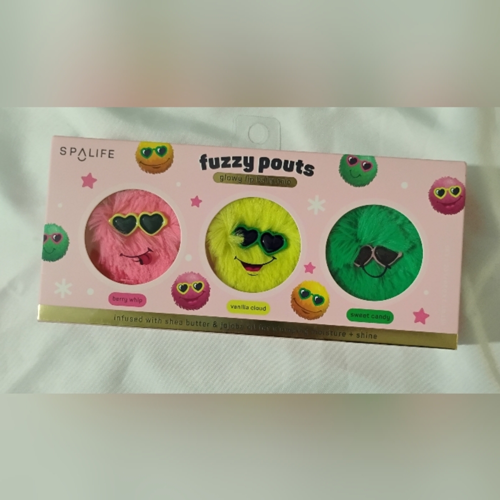 Alife Fuzzy Pouts Lip Gloss Set - Pink, Yellow, Green
